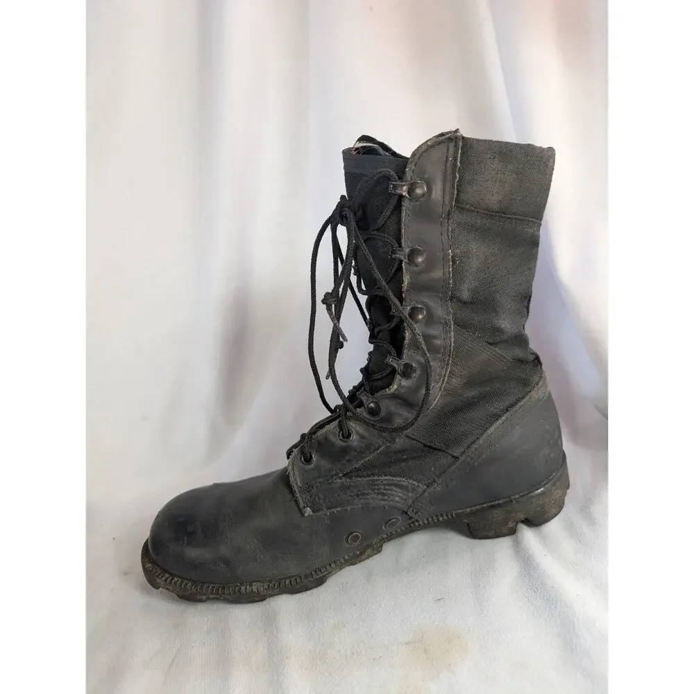 Ro-Search Combat Boots Mens 9.5 W Black Leather Military Tactical Lug Sole Shoes